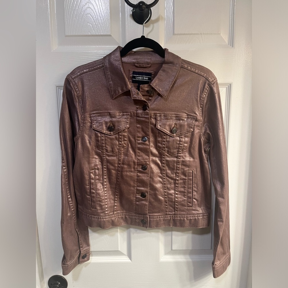 Lands End Rose Gold Denim Jacket